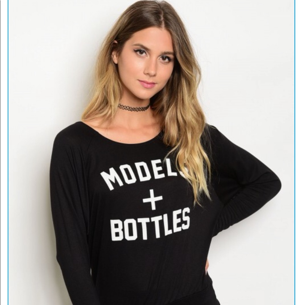 NWT Black graphic long sleeve models and bottles